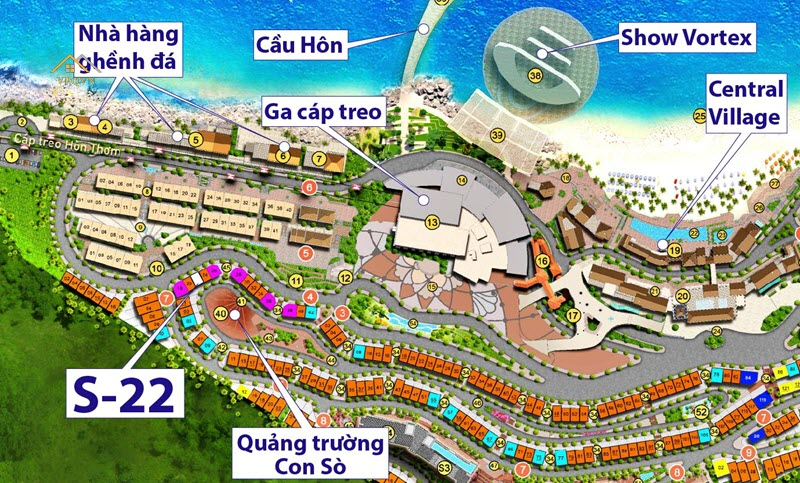 Vị trí căn S22 trên mặt bằng Shophouse The Center