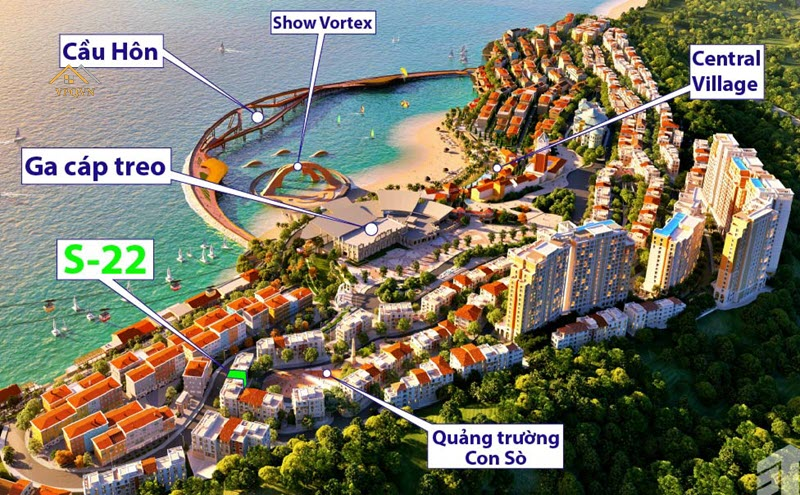 Vị trí căn Shophouse Địa Trung Hải - S22 - The Center trên phối cảnh
