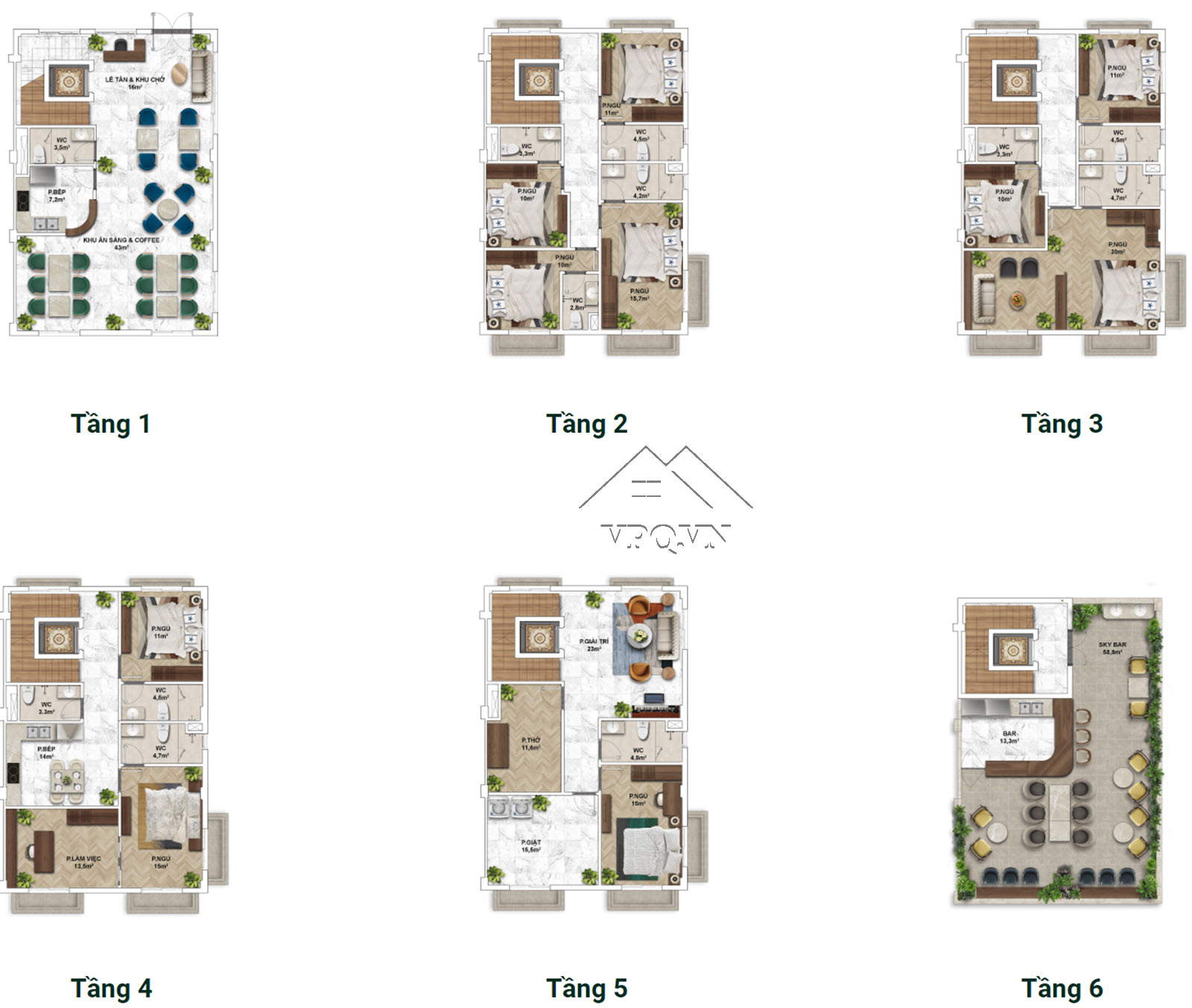 Layout thiết kế khách sạn M42 Shophouse The Center