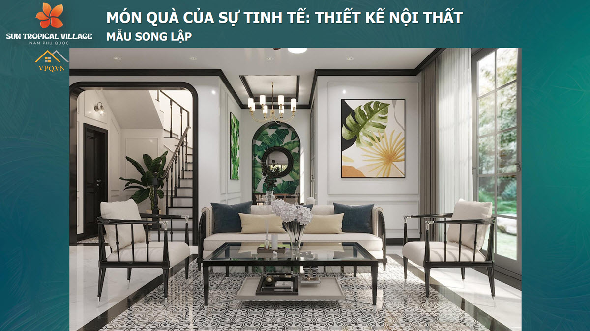 Thiết kế nội thất biệt thư song lập Sun Tropical Village