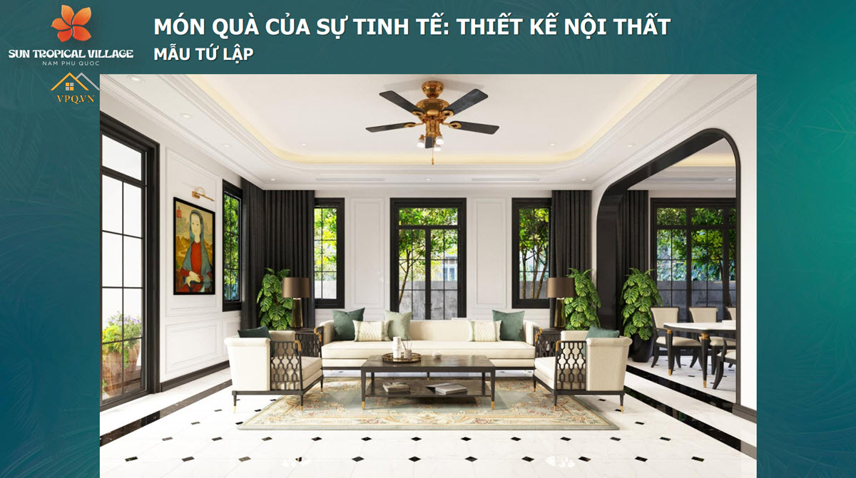 Thiết kế nội thất biệt thư tứ lập Sun Tropical Village
