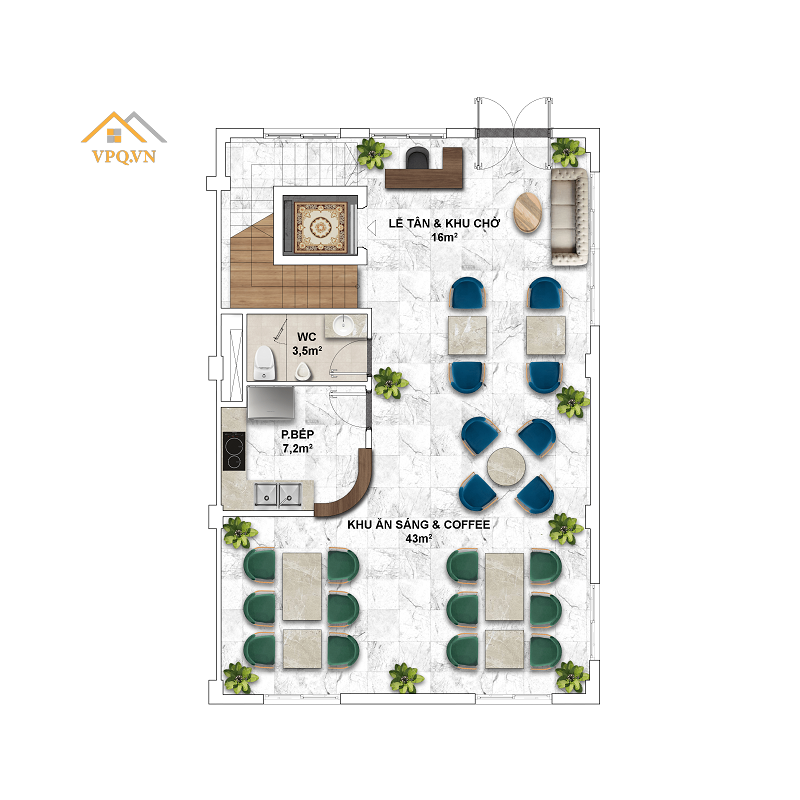 Thiết kế tầng 1 Shophouse The Center