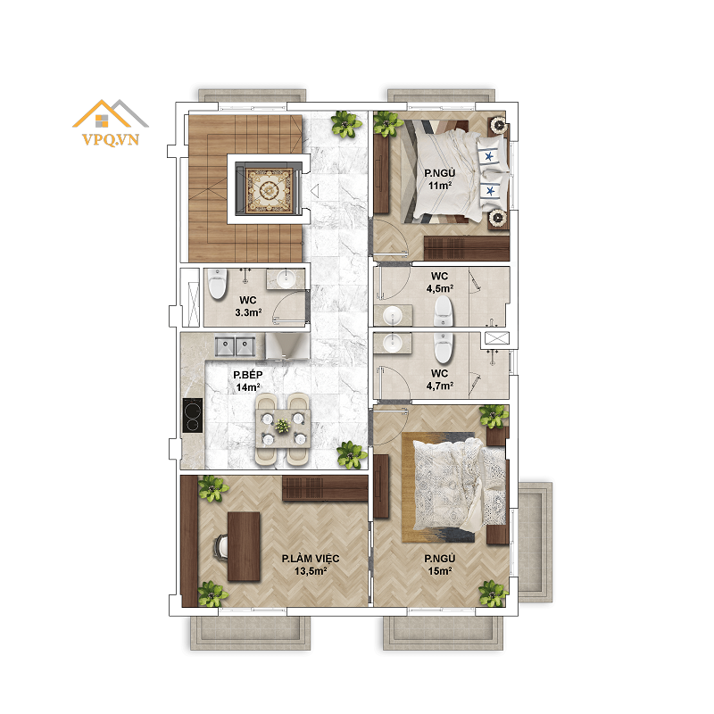 Thiết kế tầng 4 Shophouse The Center
