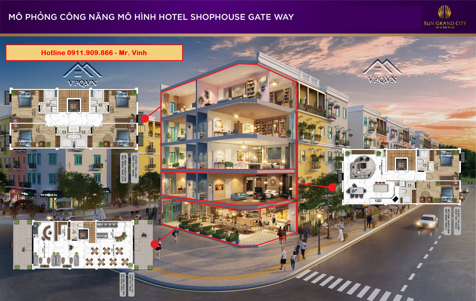 Thiết kế Shophouse Gateway An Thới m&ocirc; h&igrave;nh kh&aacute;ch sạn