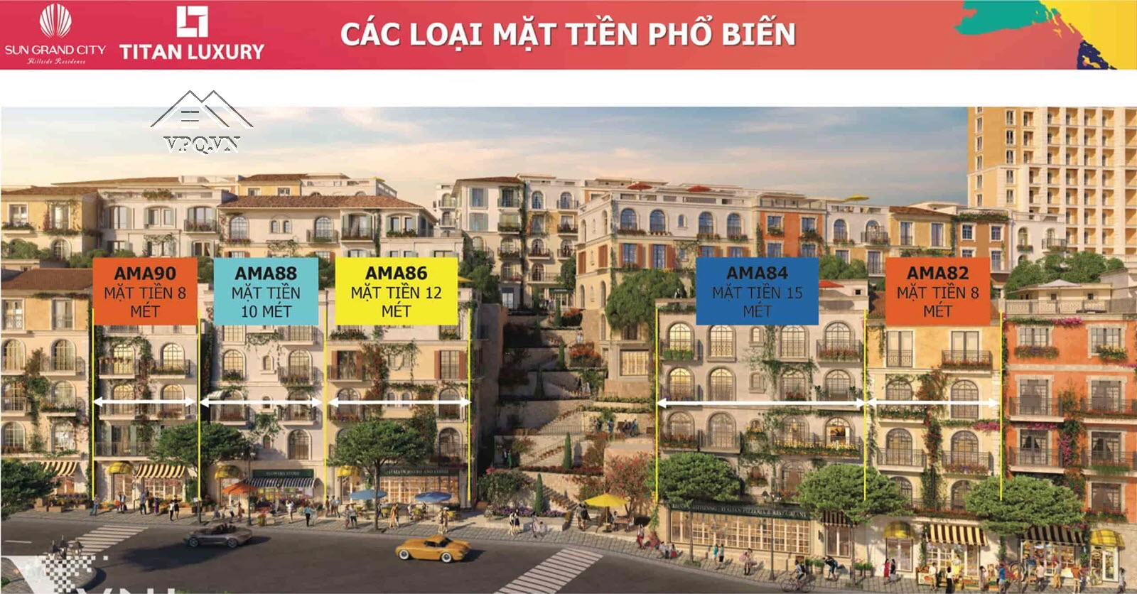 Các loại mặt tiền thiết kế Shophouse The Center Phú Quốc