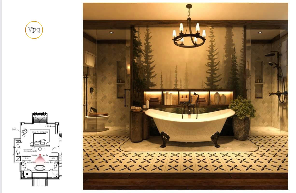 Thiết kế ph&ograve;ng tắm biệt thự Serena Valley Thanh Lanh