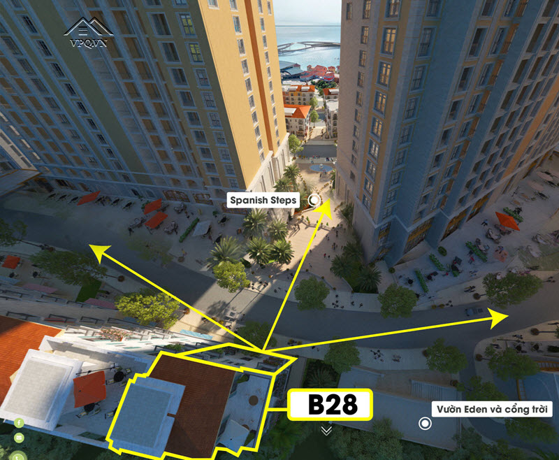 Shophouse B28 The Center Phú Quốc: Trực diện bậc thang Tây Ban Nha, View biển