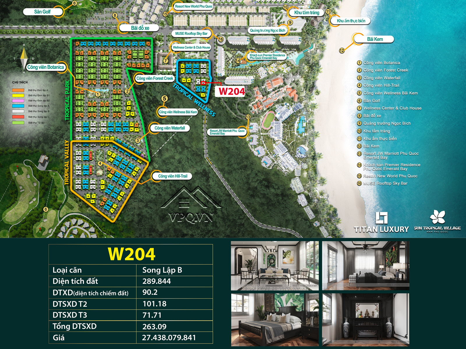 Biệt thự song lập W204 - Sun Tropical Village