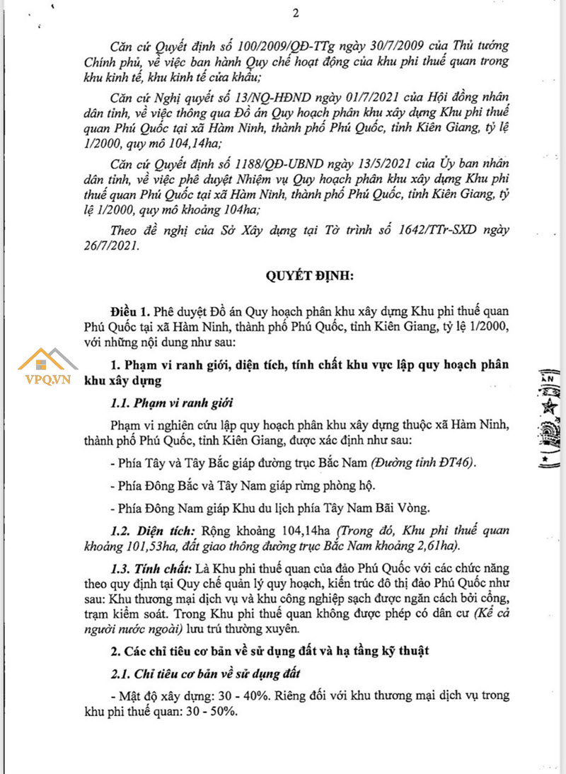 Quy hoạch phân khu xây dựng Khu phi thuế quan Phú Quốc - Trang 2