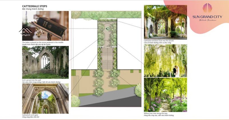 Kiến trúc bậc thang thánh đường tại The Center