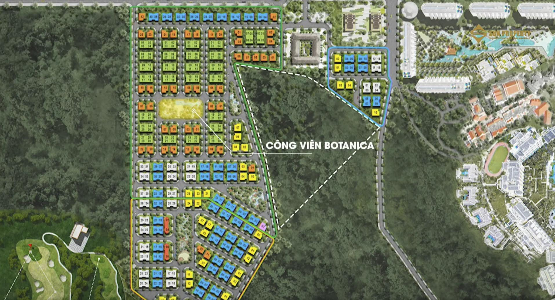 Vị trí công viên Botanica tại Làng Nhiệt Đới