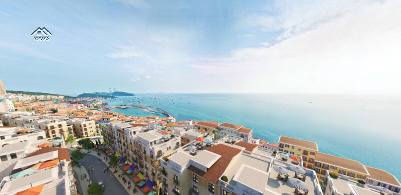 View 2 hướng ra các công trình biểu tượng và hoàng hôn trên biển