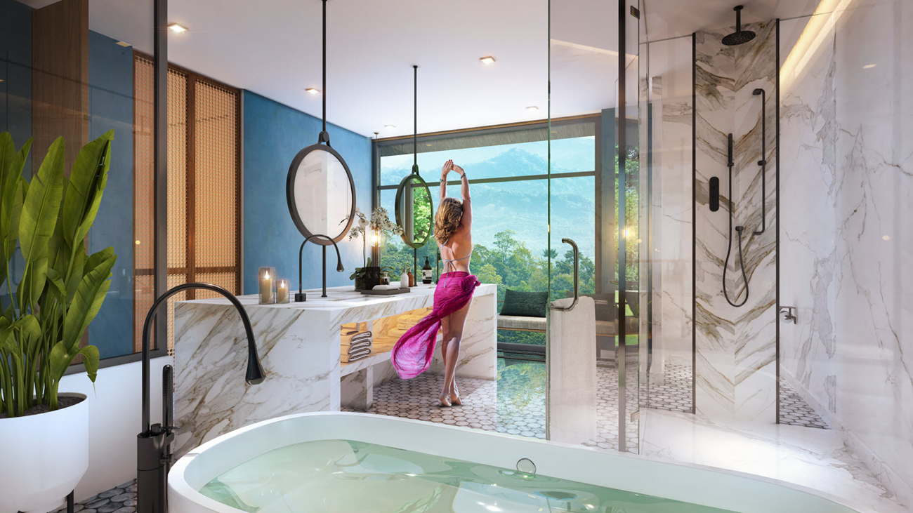 Phối cảnh phòng tắm bồn