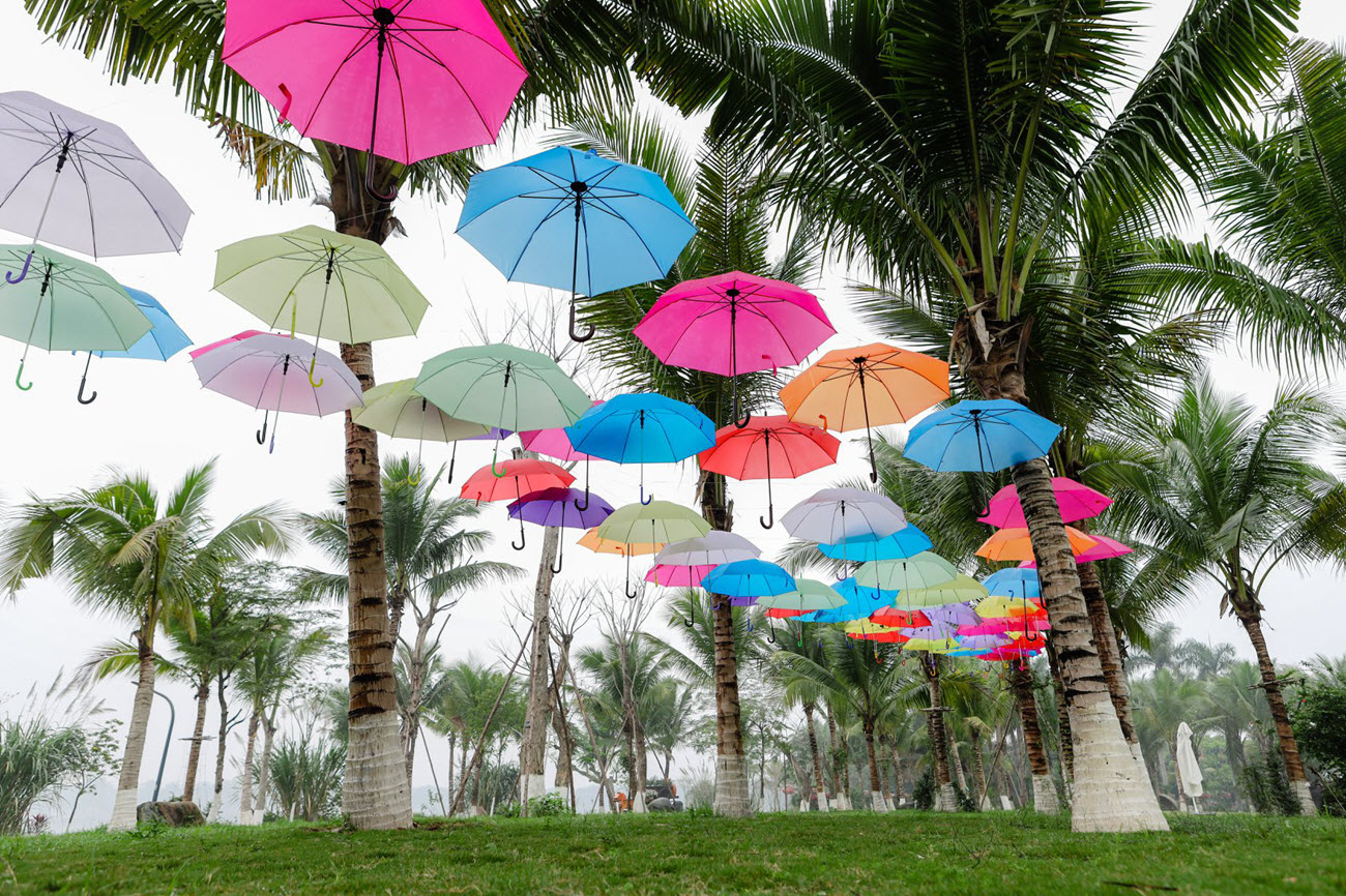 Bạn đã thấy thú vị với những chiếc ô trong xứ xở thơ mộng trong khu đô thị triệu cây xanh Ecopark