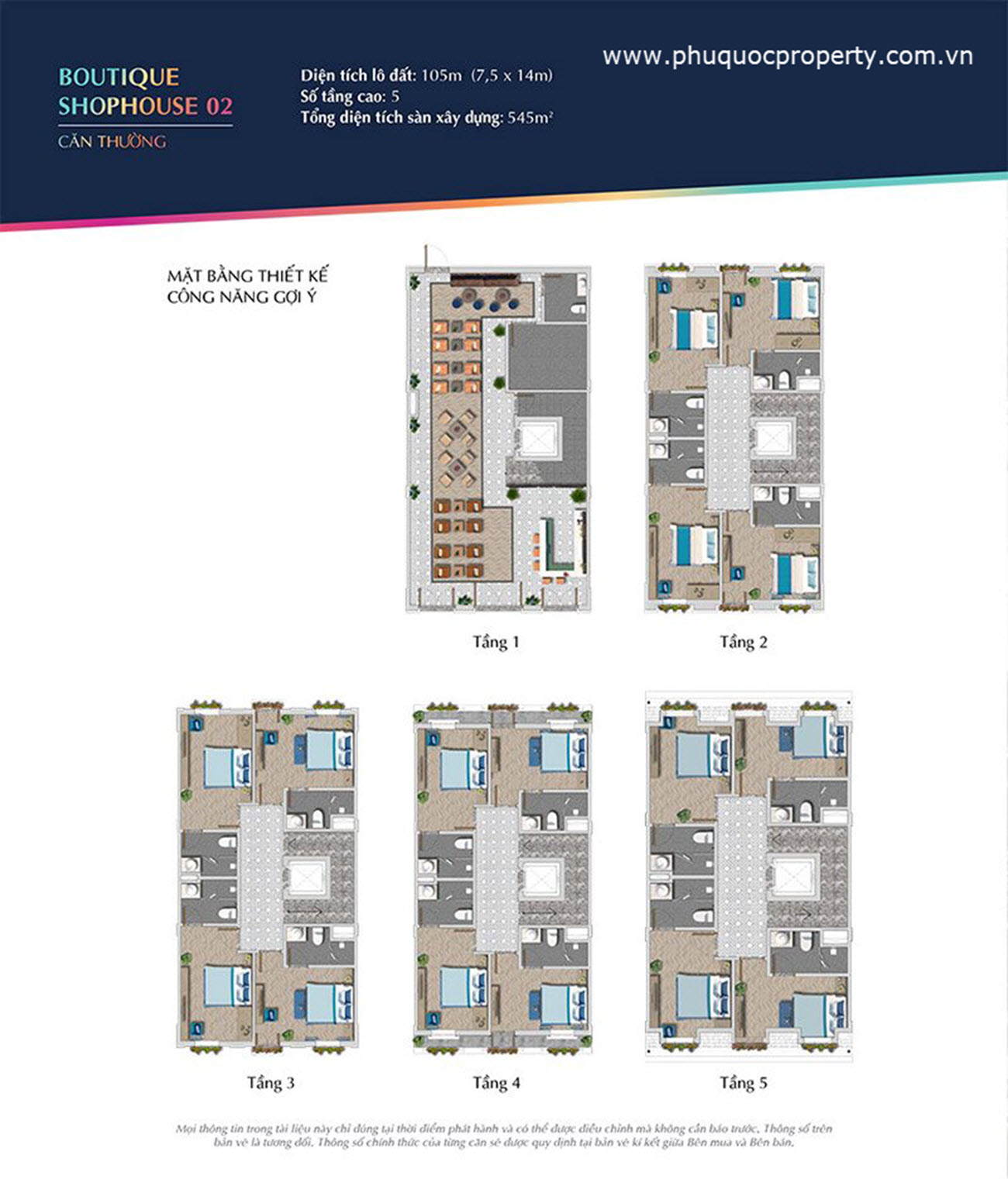 Layout thiết kế căn thường của Melodia Boutique Shophouse