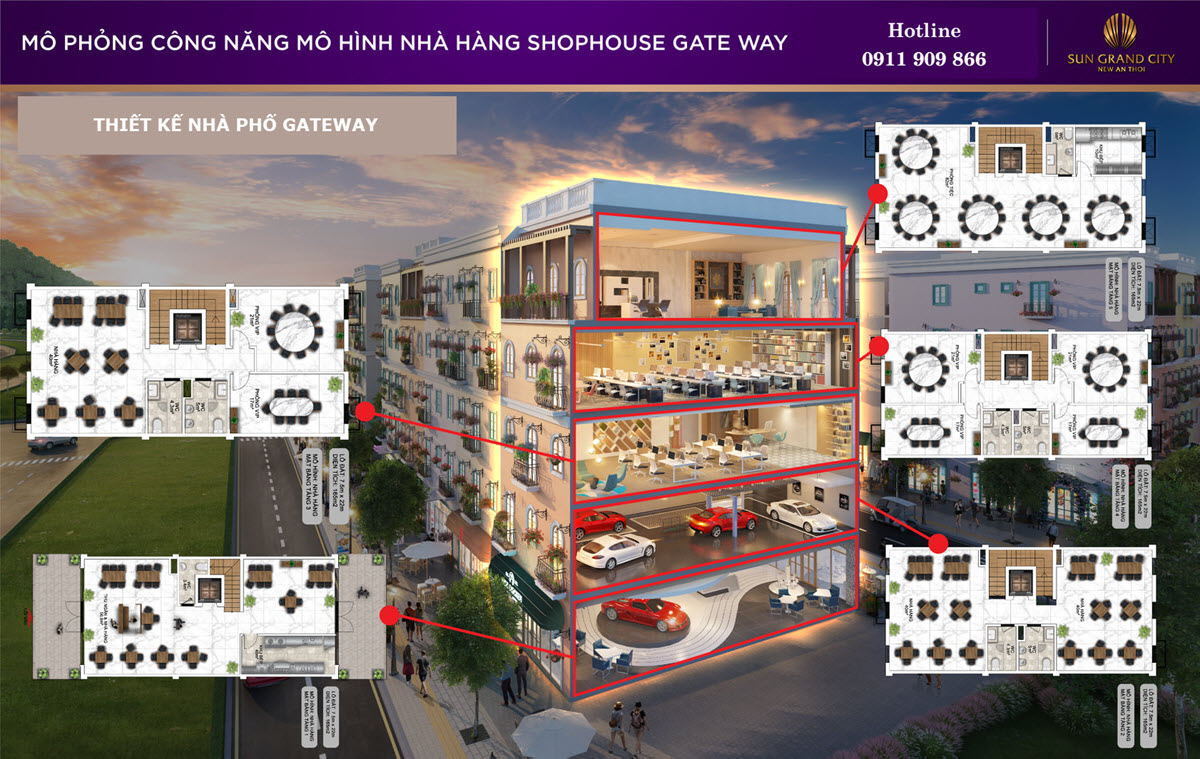 Thiết kế nhà hàng - shophouse Gateway An Thới
