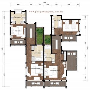 Mặt bằng tầng 2 biệt thự song lập A-UP Premier Village Phu Quoc