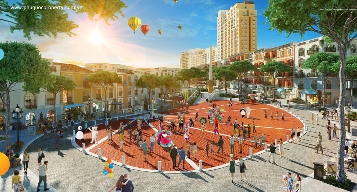 Phối cảnh quảng trường Con Sò tại dự án Shophouse Hillside Địa Trung Hải