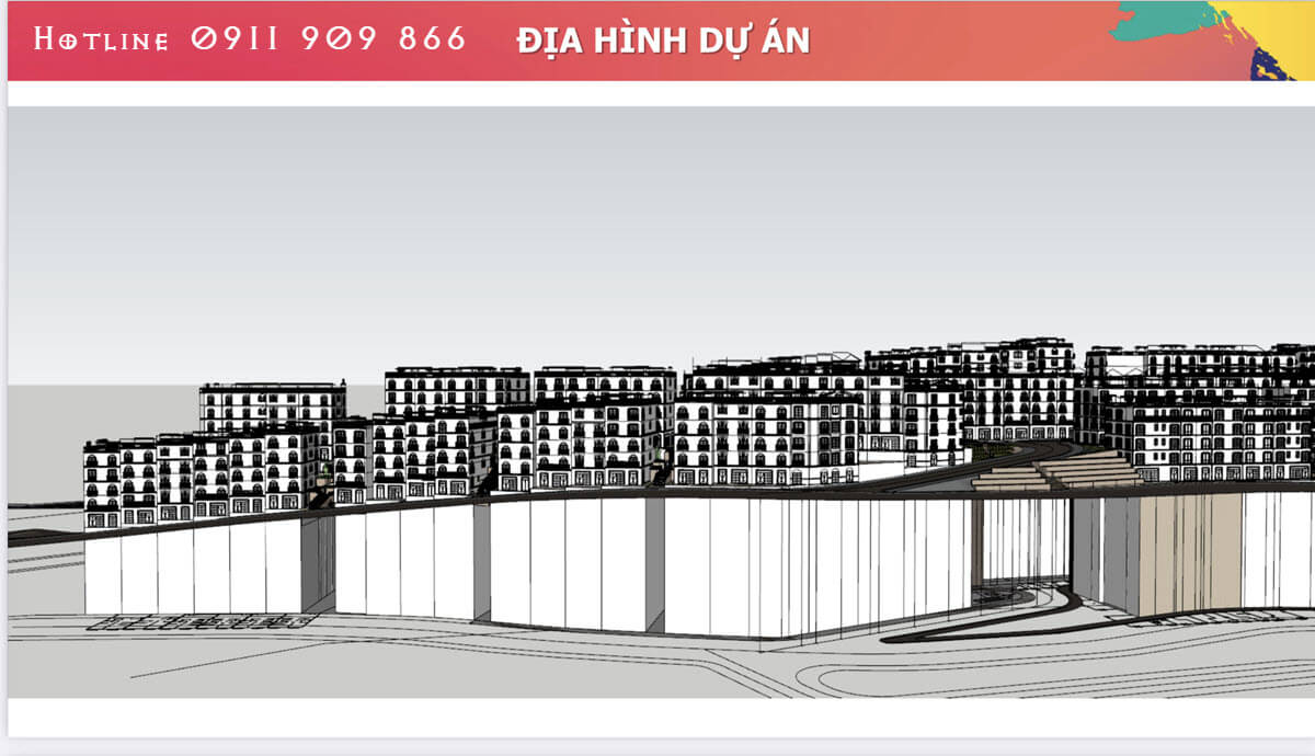 Địa hình Shophouse The Center từ căn Amalfi 184 - 222